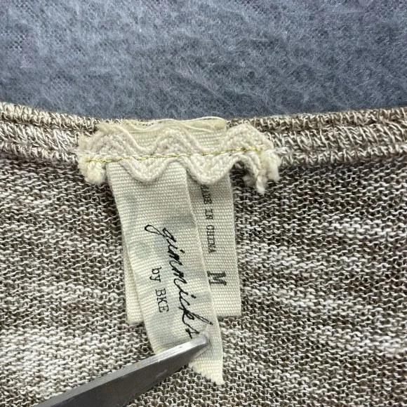 BKE Gimmicks‎ Cardigan Sz Med Kimono Embroidered Open Fringe S/S Open Neutral - Picture 7 of 9